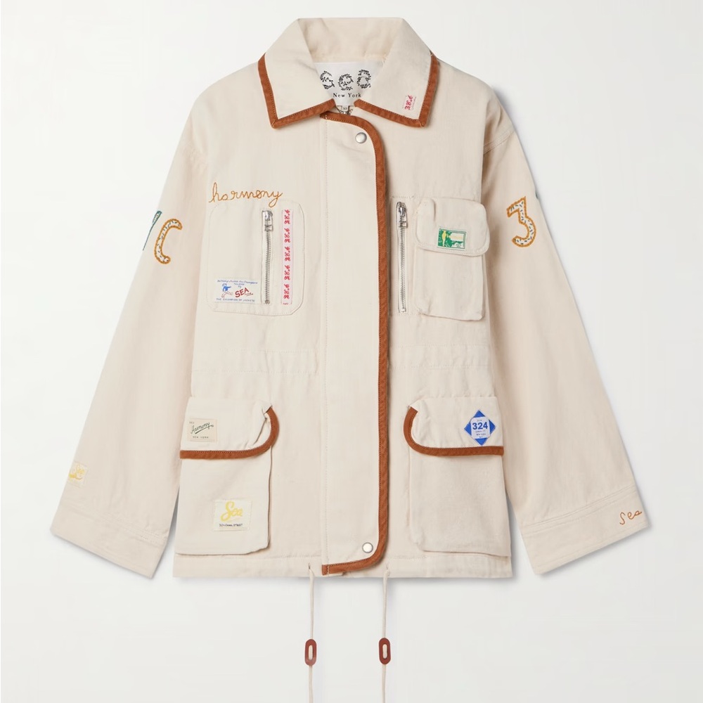 TRADE Sea NY XS Carolyn appliquéd embroidered cotton-canvas jacket.